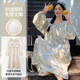 Yilaiting Nachthemd mit Brustpolster für Frauen im Herbst und Winter lange Ärmel Wolkenwolkenwarenary Style Long Kleid Pyjamas Frauen Heimkleidung Sommer ZH-AM13063 M