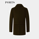 PORTS men's autumn and winter double-breasted mid-length merino blend lapel coat dark olive green M