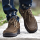 Xingxian Lu-Männerschuhe weiche und komfortable handgefertigte Freizeitschuhe Hartschuhe-resistente atmungsaktive Kuhlädenschuhe Herren Wanderschuhe im Freien im Freien 6198 Khaki 44