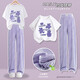 Pig Pitt (Pig/Peter) Mädchen Sommer Kurzarm Set 2025 Neue modische Kinderkleidung mittelgroße Kinder zweiteilige Kinder-Set Casual Summer Clothing 15009 Purple + 9889 Weiß 170 cm