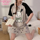 Modal spring and summer new pajamas women's short-sleeved shorts summer cute cartoon loose women's home clothes set can be worn outside Q6627 L - (recommended 95-115 Jin Jin equals 0.5 kg)