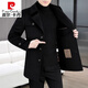 皮尔卡丹（pierre cardin）2024新款冬季高档毛呢大衣男士双面呢中长款羊毛呢子外套男西装领 805黑色【羽绒内胆】 2XL 【145-160斤】