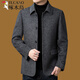 Woodpecker high-end double-sided cashmere coat men's short middle-aged business casual lapel men's thickened woolen woolen coat trendy 93313 Gray L