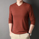 XIAOBAI T2024 Herbst neuer Männer V-Ausschnitt doppelseitig Fleece Longärmedose Basis-Männer lässig T-Shirt KF87/1518 Weiß L.