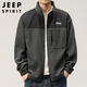 JEEP SPIRIT Jeep Jacket Men's Autumn and Winter Sweater Men's Men's Polar Fleece Casual Cardigan Fleece Clothes Dark Gray XL
