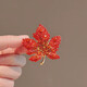 Idel brooch, high-end women's exquisite orange-red rhinestone maple leaf pin buckle design niche suit corsage embellishment accessories rhinestone maple leaf brooch XZ0505