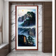 画中画 入户玄关装饰画竖版过道山水画风景进门中式壁画走廊尽头挂画 泰山日出-1048 实木框-240*120cm-带有机玻璃