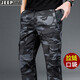 
Jeep (JEEP) casual pants for men's camouflage work pants for spring and autumn new loose straight pants multi-pocket men's trousers 9925 gray (thin style) L