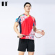 Seite und sogar die Zahl schnell trocknen neuer Badminton-Uniform-Frauenanzug Herren-Tennis-Uniform-Sportrockhosen Frühling und Sommer kurzärmelig Jersey Atmungsaktives roter Männeranzug C111075+12241 3XL