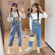 
Disney (Disney) Girls Spring and Autumn Style Bear Denim Overalls Internet Celebrity Fashion Medium and Large Children's Autumn Clothing Casual Sling Children's Pants Trendy Blue [Single Pants] Size 120 Recommended Height 110-120cm
