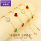 DEMONE 18K gold bracelet for women, color gold rose gold auspicious gourd bracelet, red agate national trend wife's Valentine's Day gift, red agate red 18K gold bracelet