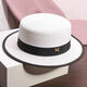 Dream of the flower top hat gentleman hat men flat top white straw hat women's hat summer cool hat flat ridge small top hat M label hat covering what - M label 5 cm [white] Koba - adjustable in one size [55-59]
