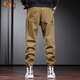 Romon Arbeitshose Herren Sommer Neue amerikanische Modemarke Trendy vielseitig kleine Füße Harlen Neun-Punkte-Sport-Langhosen Dyl-2506 Kamel gelb 2xl