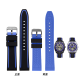 君禾雅适用于硅胶表带男马克华菲FW8228 FW6180 FW6210机械手表带20 22m 黑间蓝色 20mm