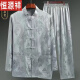 Hengyuanxiang middle-aged and elderly Tang suit men's spring and summer Hanfu grandpa thin Chinese windbreaker Dad retro silky suit light gray XL reference about 125-140