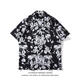 Smart Dog Flower Hemd Retro Hong Kong Stil Männer Hawaiian Style Kurzarm gebrochene Frauen Hong Kong Stil gut aussehender Strandhemd Big White 7027 m