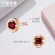Lukfook Jewelry 18K gold dot ruby ​​single ear stud earrings for gift giving G22DSKE0003R total weight 0.37g single with K gold silicone ear plugs