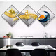Aohan Modern Restaurant Decoration Painting Creative Wine Glass Multi-sided Rhombus Painting Hall Dining Table Background Wall Hanging Painting Dining Room Wall Mural JD15832 40*40/40*40/40*40 Textured Oil Canvas PVC Black Border