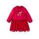YEEHOO off-season autumn and winter baby clothes for girls, Chinese style fake two-piece velvet dress, New Year red YRLAJ42344A 90cm