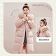 Snow Fly [Cheng Yi recommended] Fashionable fox fur collar cross ribbon warm big fur collar windproof women's down jacket Light velvet powder 1591 XS 155/80A