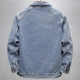 Chaqueta de mezclilla de pájaros carpinteros para hombres en primavera y otoño American High Street Diseño de chaqueta suelta y hermosa decoración de bolsillo versátil TBK-2679-2 Negro 5xl