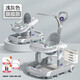 Clcey Baby Walker Anti-LEG Многофункциональная анти-роллинговая и анти-роллинга может скользить и ходить, детские скользящие шаги, светло-серый [шаг + музыка + push-ручка] Высококачественная версия