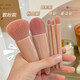 YAHLIGS Girls Portable 5-piece Mirror Makeup Brush Set Soft-bristled Powder Brush Foundation Brush Student Affordable Mini Brush Small Mirror Makeup Brush 5 Pieces (Bean Paste Color)