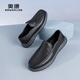 Aokang official men's shoes spring new business casual shoes men's versatile soft sole slip-on convenient commuting shoes 1243321061 black 41