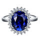 Xingtang Princess Diana Sapphire Ring Women's Silver Live Mouth Classic Dark Blue Colored Gemstone Jewelry Tanzanite Picture Color 14mm Main Stone (10X) 1