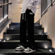 Zhitao pants men's spring and autumn casual pants, loose straight pants, versatile trendy brand American wide-leg workwear plus velvet sports trousers D31-black L (recommended 100Jin Jin equals 0.5kg -110Jin Jin equals 0.5kg can be worn)