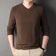 XIAOBAI T2024 Herbst neuer Männer V-Ausschnitt doppelseitig Fleece Longärmedose Basis-Männer lässig T-Shirt KF87/1518 Weiß L.