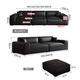 München italienisch minimalistische schwarze Kuh echte Ledersofa Wohnzimmer direkt sitzend tief und verdickte Wohnzimmersofa 683