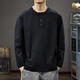 Gu Xiansen Autumn American Retro Henley Collar Men's Long Sleeve T-Shirt Trendy Brand Heavy Cotton T-shirt Loose Casual Bottoming Shirt Black L 120-140Jin Jin is equal to 0.5 kg