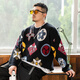 Wayne Xavier WayNexzavier plus Fett und größere trendige große Rundkragen-Mischungskontrastverdickte Pullover Männer 6630 Weißer XL (170jin [Jin entspricht 0,5 kg] -190jin [Jin gleich 0,5 kg]))