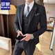 ROMON high-end suit men's autumn new suit men's business professional formal wear groom's wedding best man's dress medium gray (suit + pants) free tie 2XL