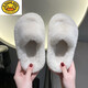 G.duck autumn and winter indoor warm children's one-line opening furry slippers for boys and girls non-slip floor cotton slippers open toe students pink one-line 701 35 yards 34-(inner length 22cm)