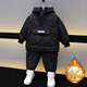 G.DUCKKIDS children's clothing boys suit autumn and winter new one-year-old baby clothes little boy long-sleeved cotton coat two-piece set thickened and warm black 100 (recommended height 90-100cm 3-4 years old)