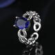 Fat Donglai buys the same model of Tanzanite ring, European and American fashion inlaid with simulated sapphire for women, simple, light and luxurious temperament, white gold, adjustable opening