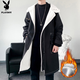 Playboy (PLAYBOY) windbreaker men's mid-length spring and autumn new high-end authentic trendy coat jacket men's hooded loose top men Z-401HHF262 black plus velvet L