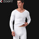 ACEFIT thickened modal cotton men's thermal underwear V-neck suit slim and seamless autumn clothes and long pants 318-white L