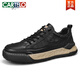 CARTELO Shoes for men's autumn new low-top leather breathable lightweight board shoes for men's spring and autumn casual sports workwear shoes trend L1392 black 41