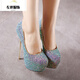 Hentian Tall Transvestite Cross-dressing Sexy Men's Cross-dressing High Heels YP Blue Frosted Surface 16cm -2 37