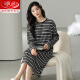 Langsha 2024 New Nightgown para mujeres en primavera y otoño dibujante de algodón puro algodón de algodón lindo de pijama de manga larga estilo de celebridades de celebridades de casas rayas de invierno W9764 camisón de manga larga l 90-110jin [Jin equivale a 0.5 kg]