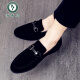 Woodpecker 2025 Nuevo primavera zapatos de frijoles perezosos con una pierna con el dedo del pie puntiagudo zapatos de cuero casual de cuero mate de cuero moderno 866 Negro 38
