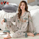 Yalu Pyjamas für Frauen im Herbst und Winter reiner Baumwollwäsche langärmelige Strickjacke Frühlings- und Herbst-Cartoon-Bär Neiger Damen-Baumwoll-Kleidungsstück 9221 l (100-120jin [Jin gleich 0,5 kg])