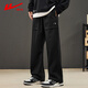 Pull-back casual pants for men in spring and summer, all-match straight pants, loose sports workwear pants, men's black L