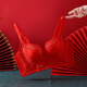 Catman Big Red Zodiac Year Unterwäsche Frauen kleine Brüste ohne Stahlringe Jahr der Schlange verheiratete Braut sexy BH Set 6624 Hongyun Geschenkbox Set 80B /36