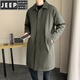 JEEP SPIRIT windbreaker men's mid-length autumn and winter Yamamoto style khaki lapel coat large size fat man coat single-breasted cloak military green M