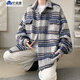 XUANSENTU (XUANSENTU) striped woolen jacket men's spring and autumn style small fragrance style handsome trendy brand loose workwear plaid jacket autumn CT22 khaki cotton thickened XL (180) (145Jin Jin equals 0.5kg to 165Jin Jin equals 0.5kg can be worn)