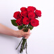 10 red single-headed roses